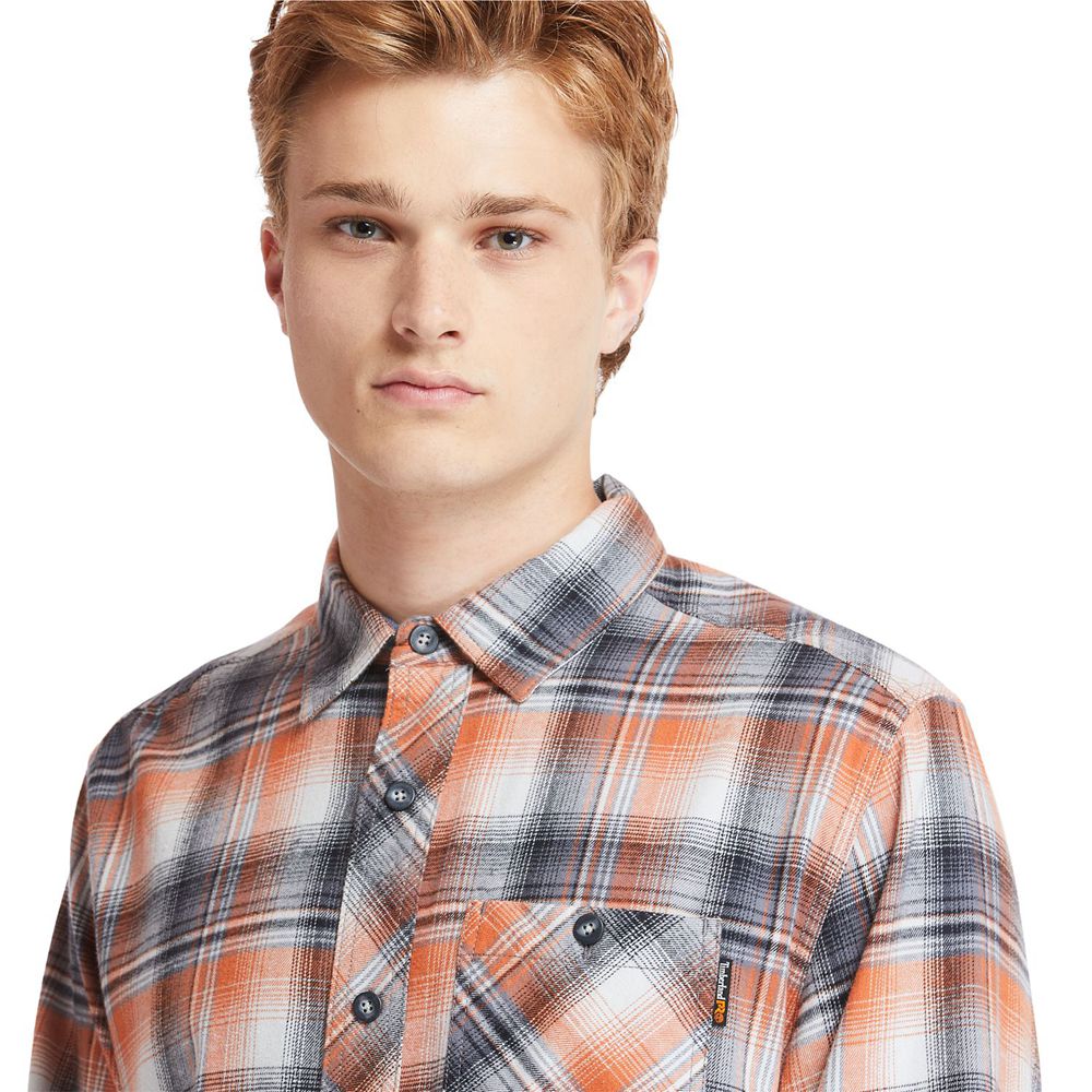 Camisa Timberland Argentina Hombre - Pro® Woodfort Midweight Flannel Work - Naranjas - AXUDGS-412